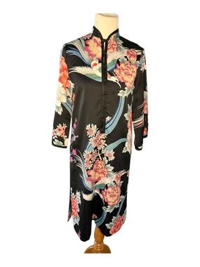 Vintage Tori Richard Dress S Made In Hawaii Crane Peony Engineered Print Hostess